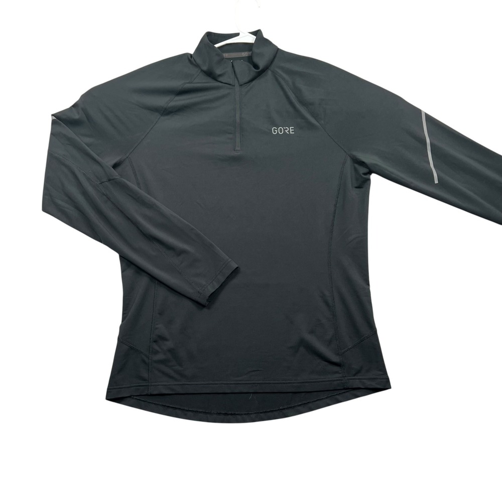 Gore Quarter Zip Jersey Mens L Black Reflective Long Sleeve Performance Top